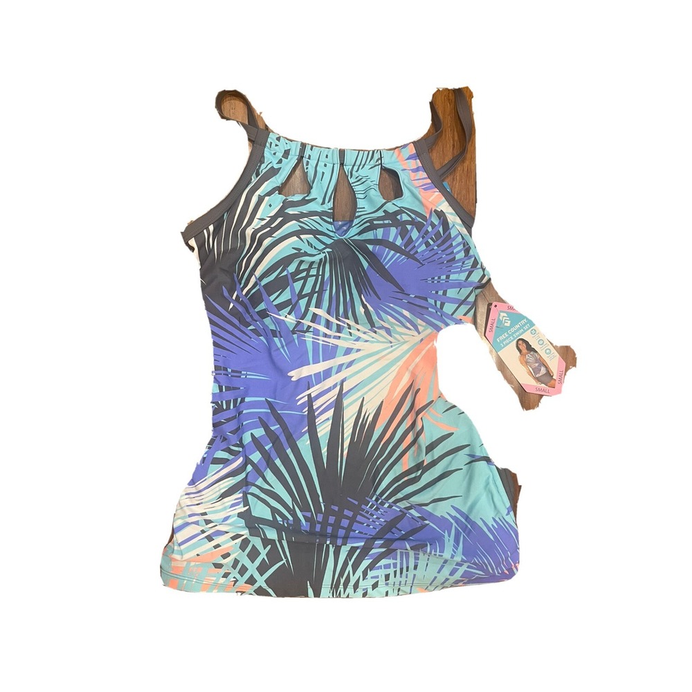 Free Country Blue Iris Tankini‎ Top Small
